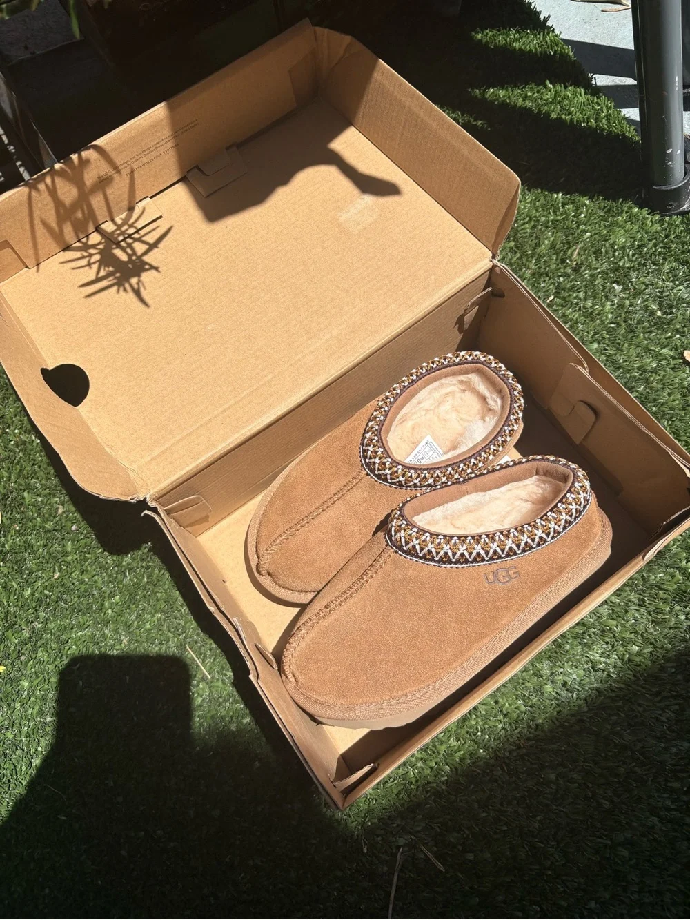 UGG Chestnut Suede Slip-On Mule with Braided Trim